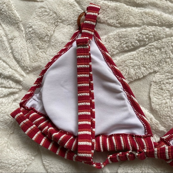 Cupshe Triangle Bikini Top Red & White Striped Size Large - Picture 4 of 9